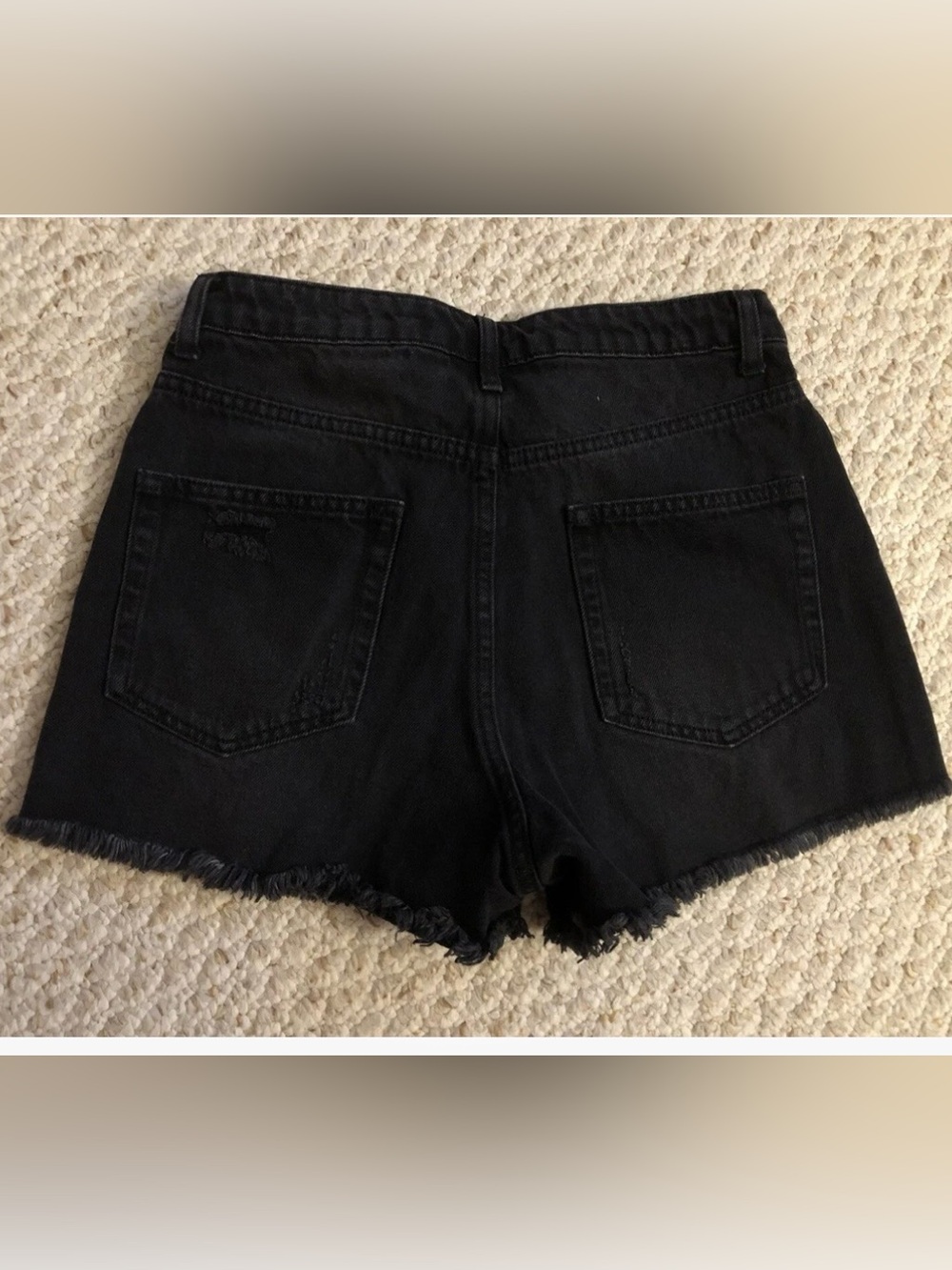 wild fable Black High-Rise Frayed Hem Denim Shorts